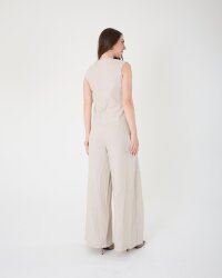 Yüksek Bel Bol Paça Keten Pantolon - 5