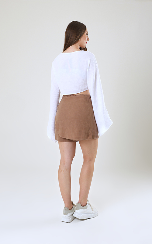 Müslin Kruvaze Mini Etek – Şort Astarlı - 18