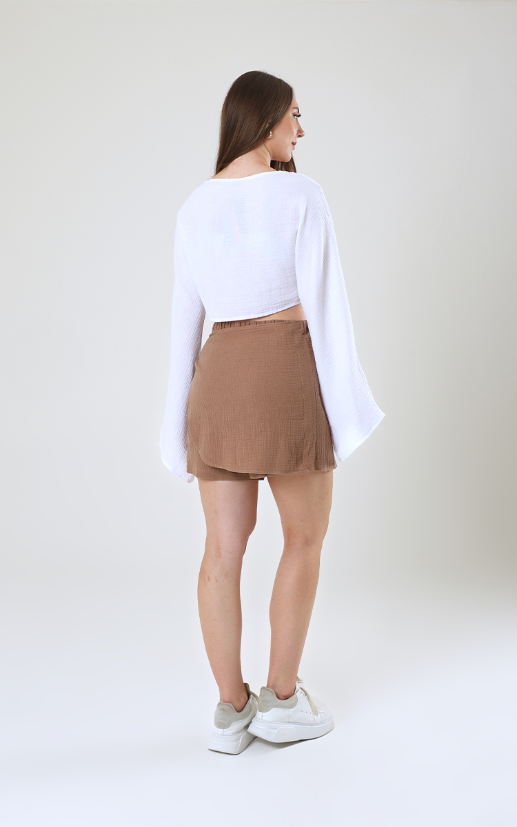 Müslin Kruvaze Mini Etek – Şort Astarlı - 18
