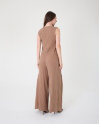 Yüksek Bel Bol Paça Müslin Pantolon - 6