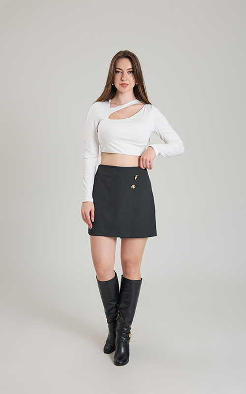 Altın Düğme Detaylı Şort Etek - nicci