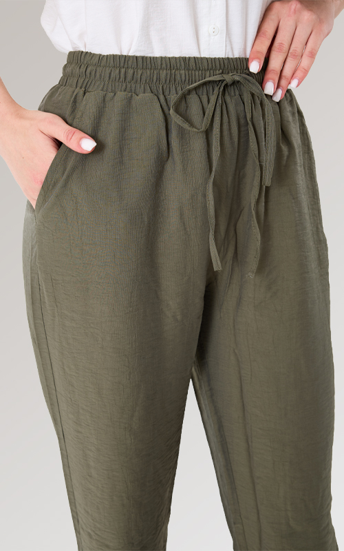 Yüksek Bel Lastikli Çilek Pantolon - 5