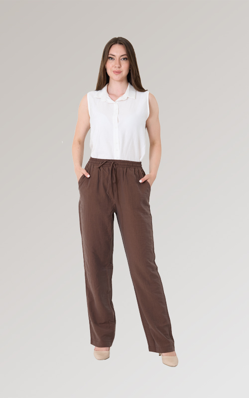 Yüksek Bel Lastikli Çilek Pantolon - 6
