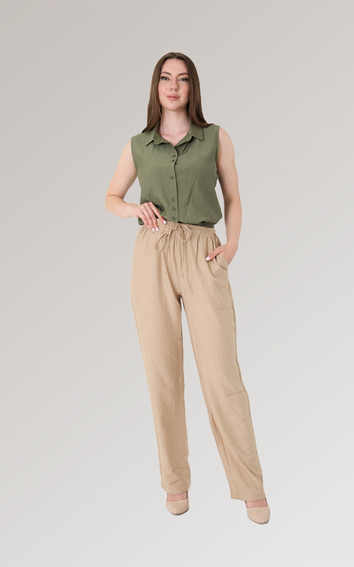 Yüksek Bel Lastikli Çilek Pantolon - 31