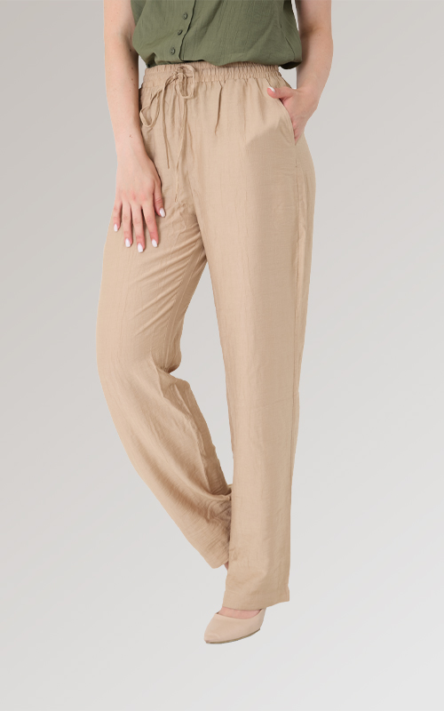 Yüksek Bel Lastikli Çilek Pantolon - 34