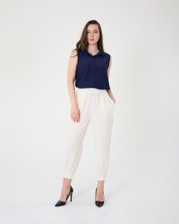 Yüksek Bel Lastikli Müslin Pantolon - 2