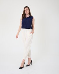 Yüksek Bel Lastikli Müslin Pantolon - 3
