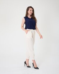 Yüksek Bel Lastikli Müslin Pantolon - 5
