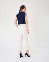 Yüksek Bel Lastikli Müslin Pantolon - 6