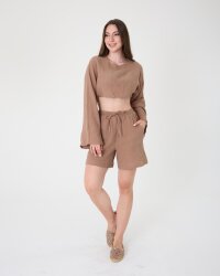 Yüksek Bel Müslin Şort - 1