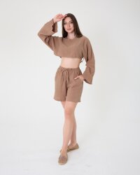 Yüksek Bel Müslin Şort - 3