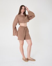 Yüksek Bel Müslin Şort - 9
